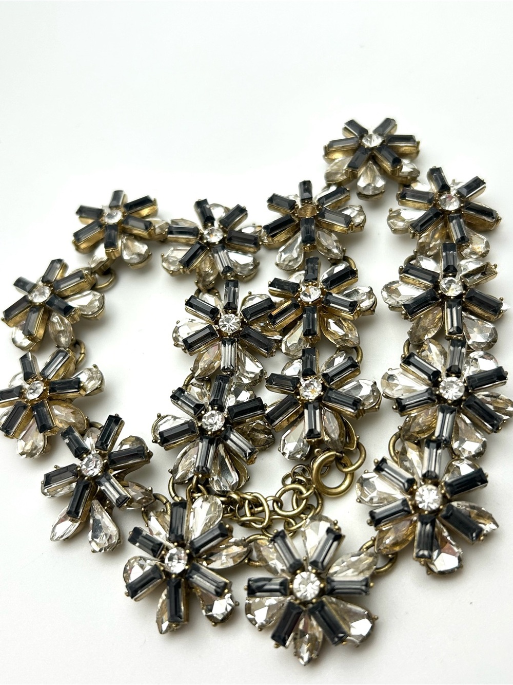 LOFT Charcoal Gray and Clear Jeweled Necklace